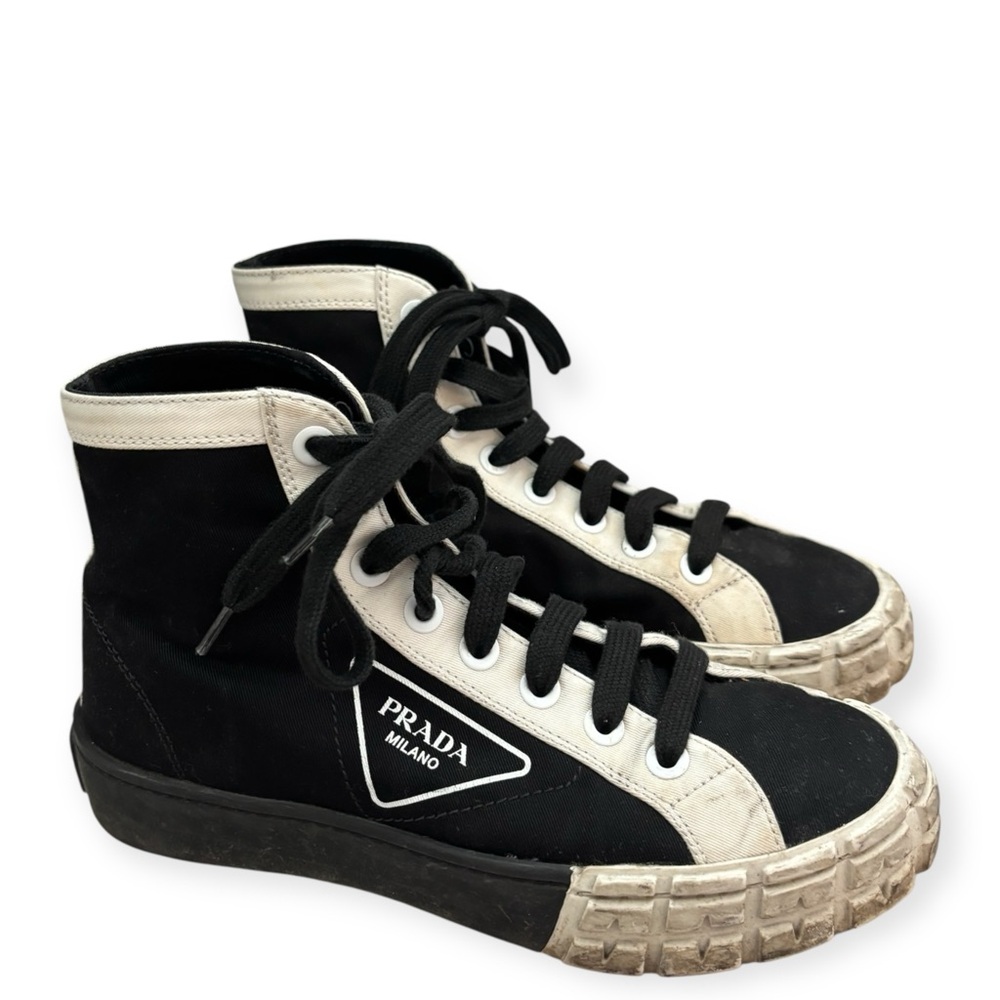 Prada canvas high-top sneakers